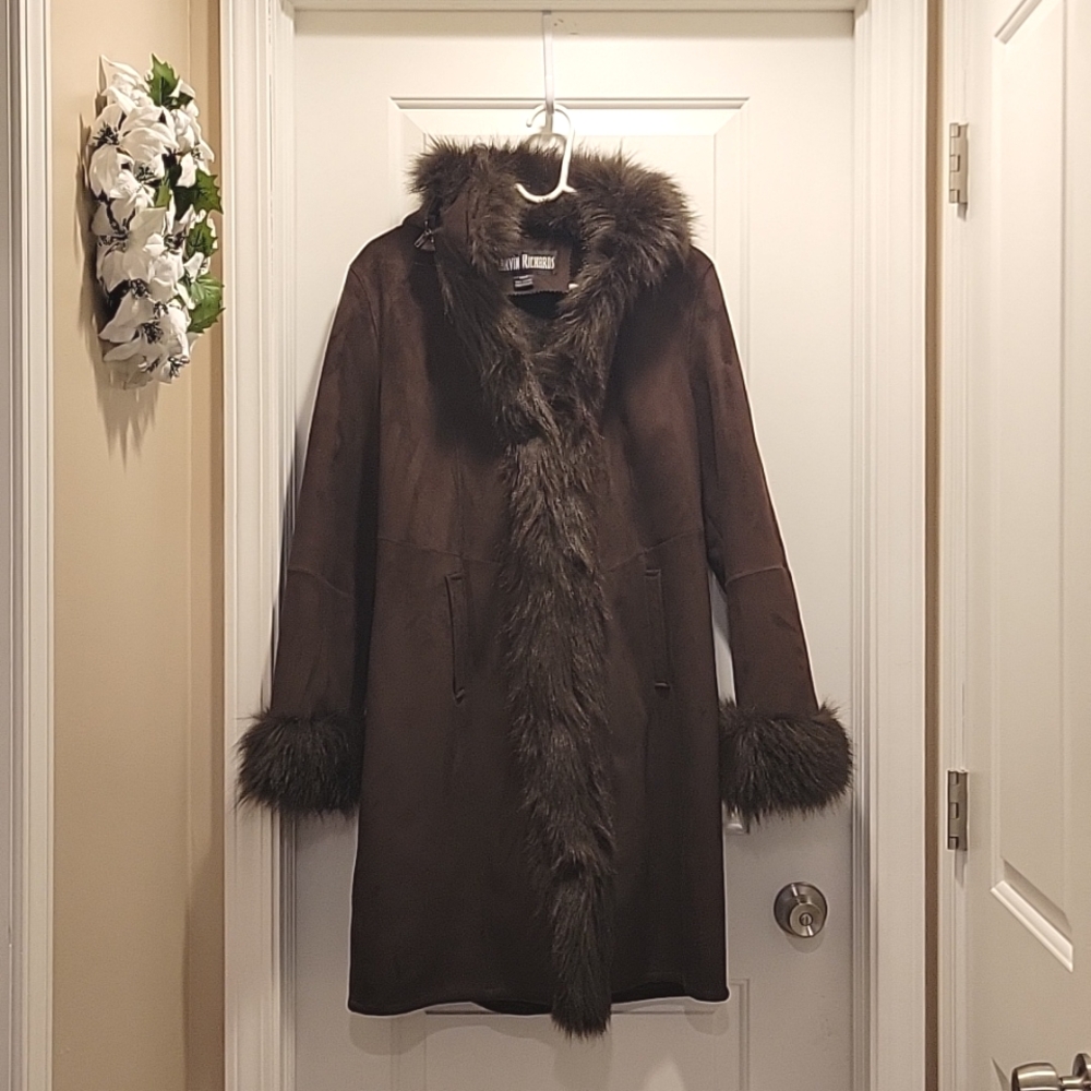 Vintage Marvin richards faux suede/ fur coat size med